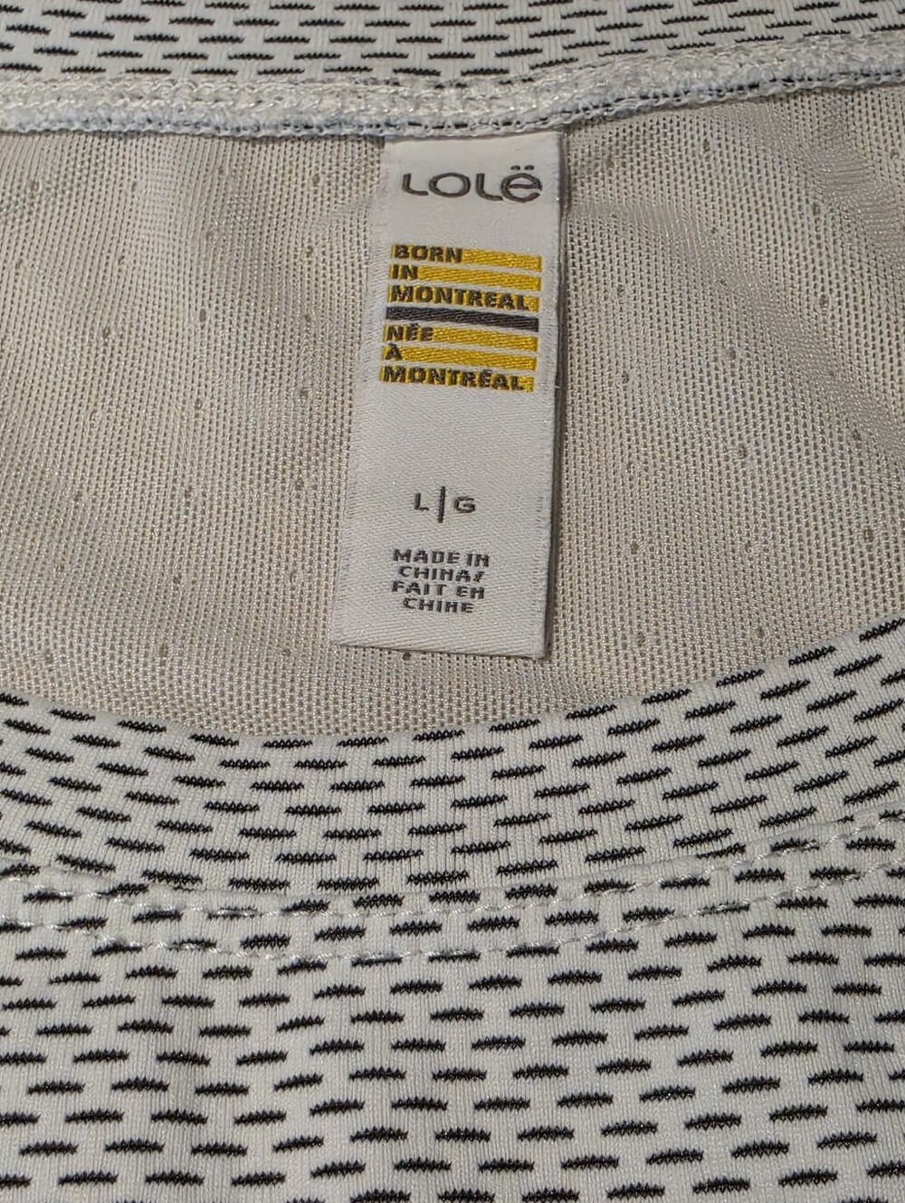 Lolë White Black Micro Dash Long Sleeve Mesh Performance Workout Top Size Large - Picture 4 of 9